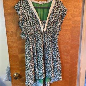 Kori Casual Dress with Green and White Pattern